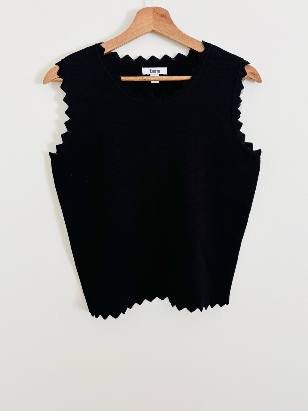Bar III Scalloped Knit Tank Top in Black
